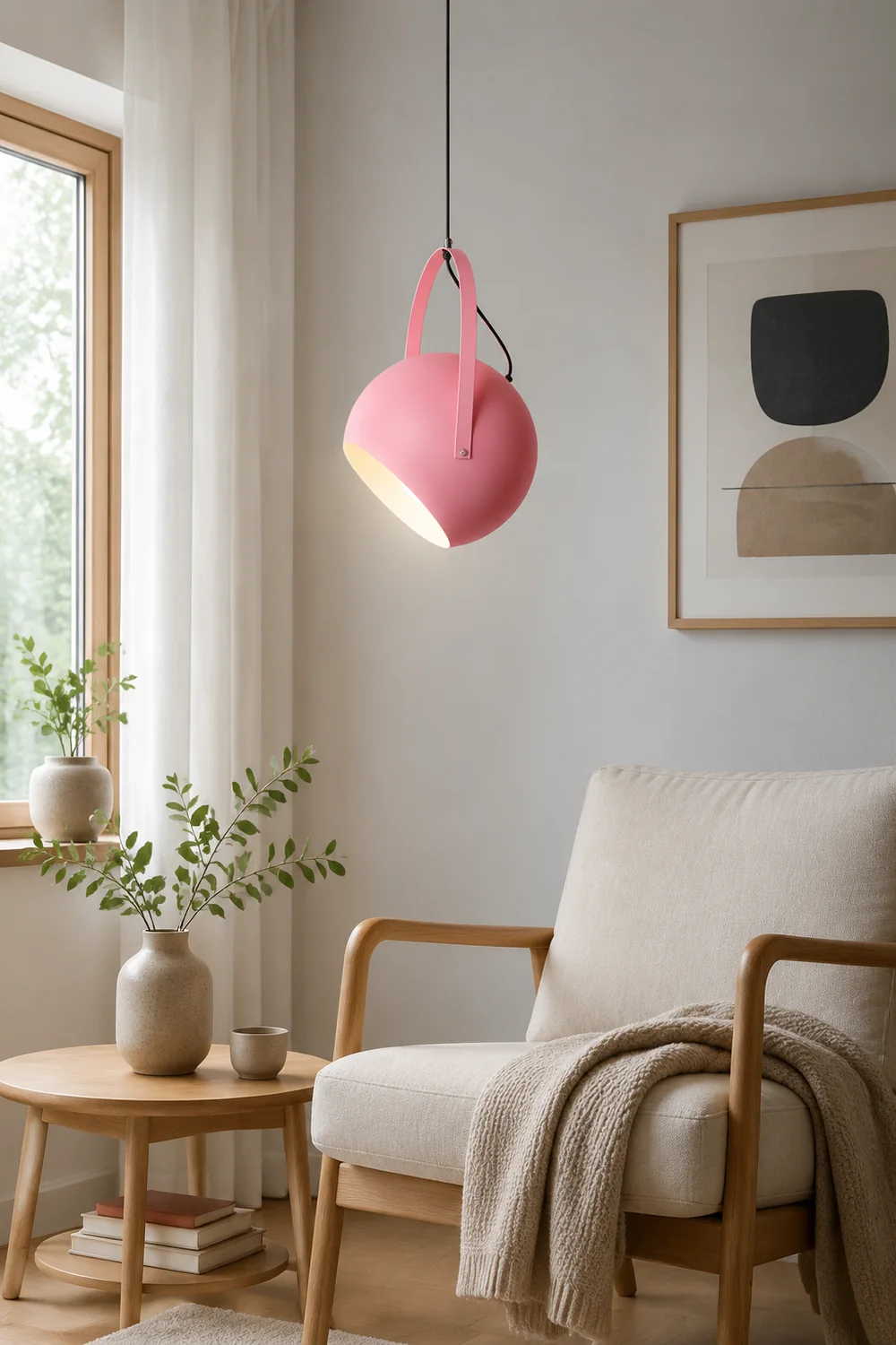 Morandi Colorful Art Deco Pendant Light, Spherical, Metal, Bedroom - Lumpaz