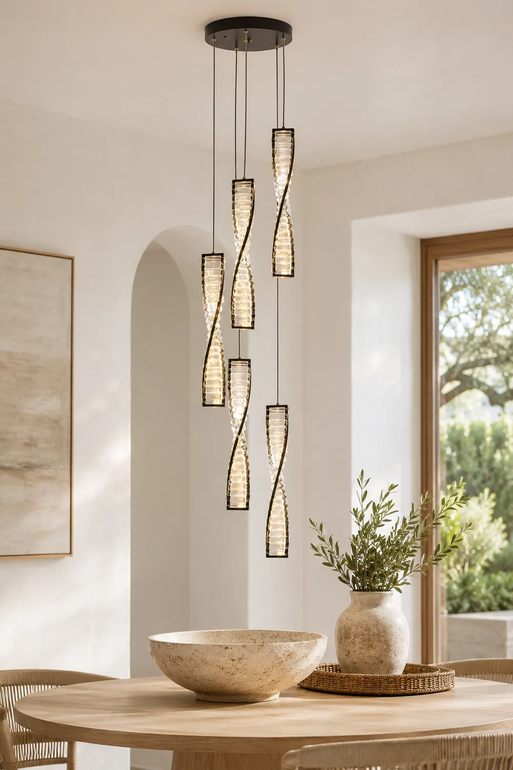 Marilyn Modern Spiral Strip Metal Pendant Light, Black/Gold - Lumpaz