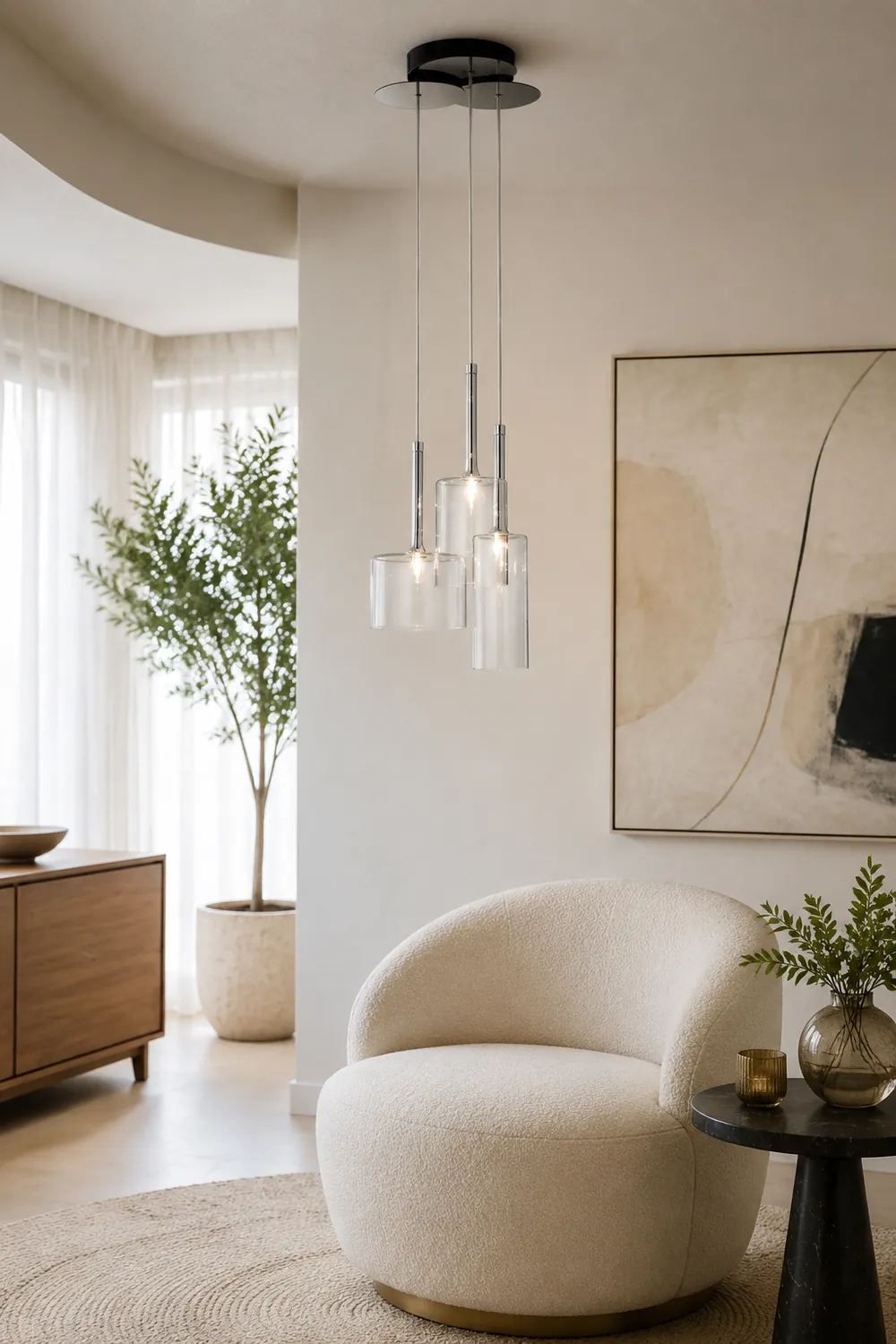 Kristy Modern Geometric Cluster Glass Pendant Light, Clear - Lumpaz