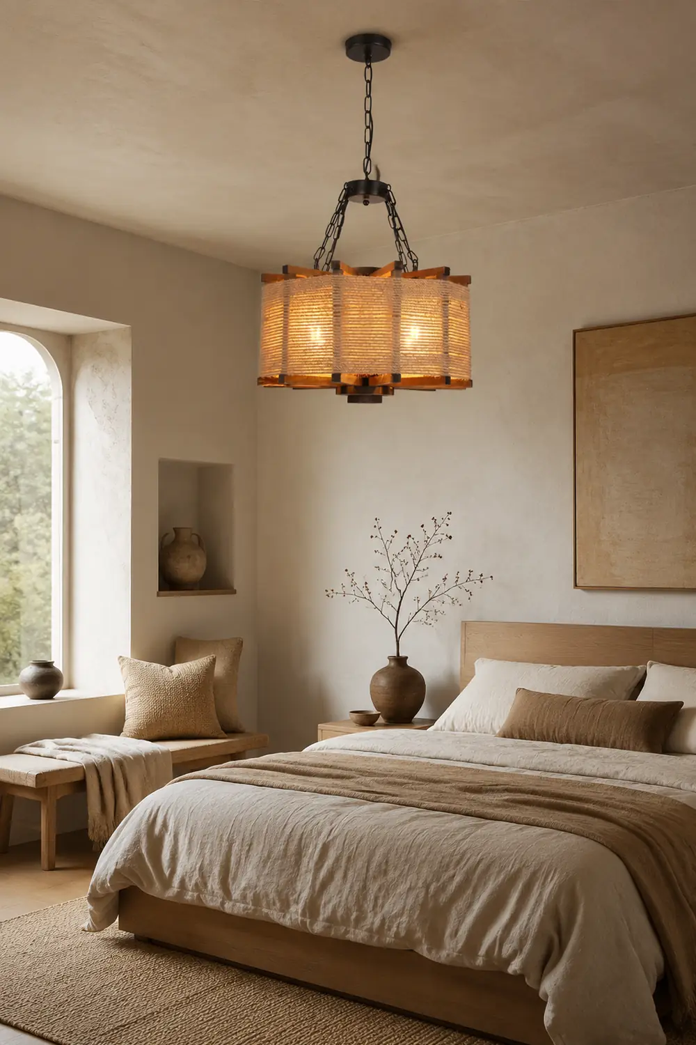 Austin Retro Cylindrical Metal/Wood Pendant Light - Lumpaz