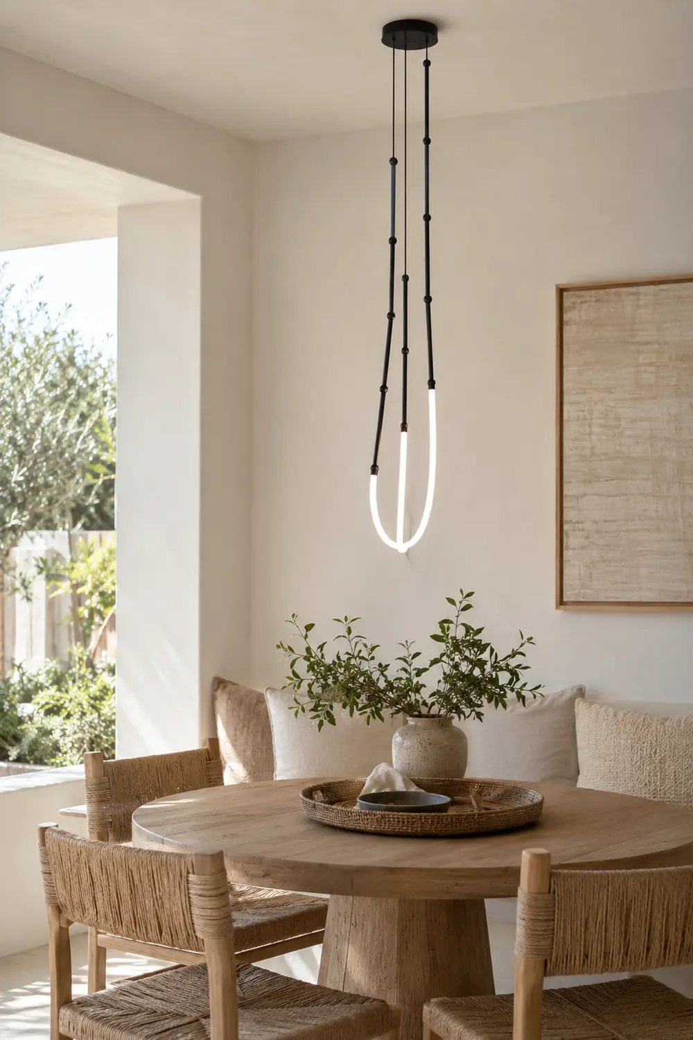 Edge Modern Linear Metal/Silicone Pendant Light, Black - Lumpaz
