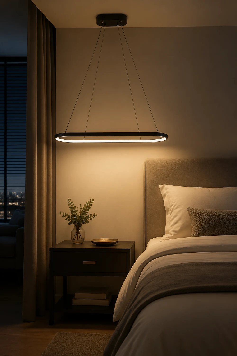 Edge Oval Minimalist Hanging Pendant Light, Black/White/Gold - Lumpaz