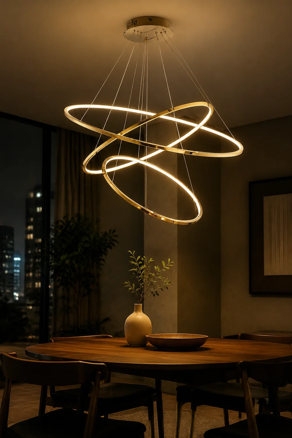 Arisha Minimalist Ring Metal Pendant Light, Gold, Living Room - Lumpaz