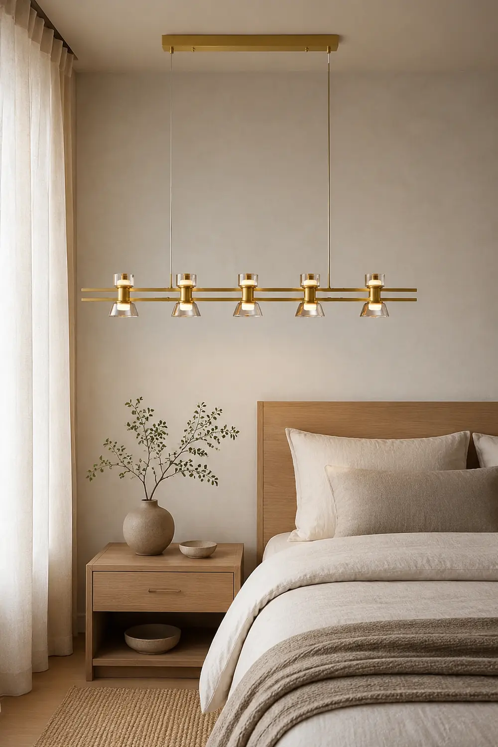 Evette Modern Linear Linear Metal Pendant Lamp, Black/Golden - Lumpaz