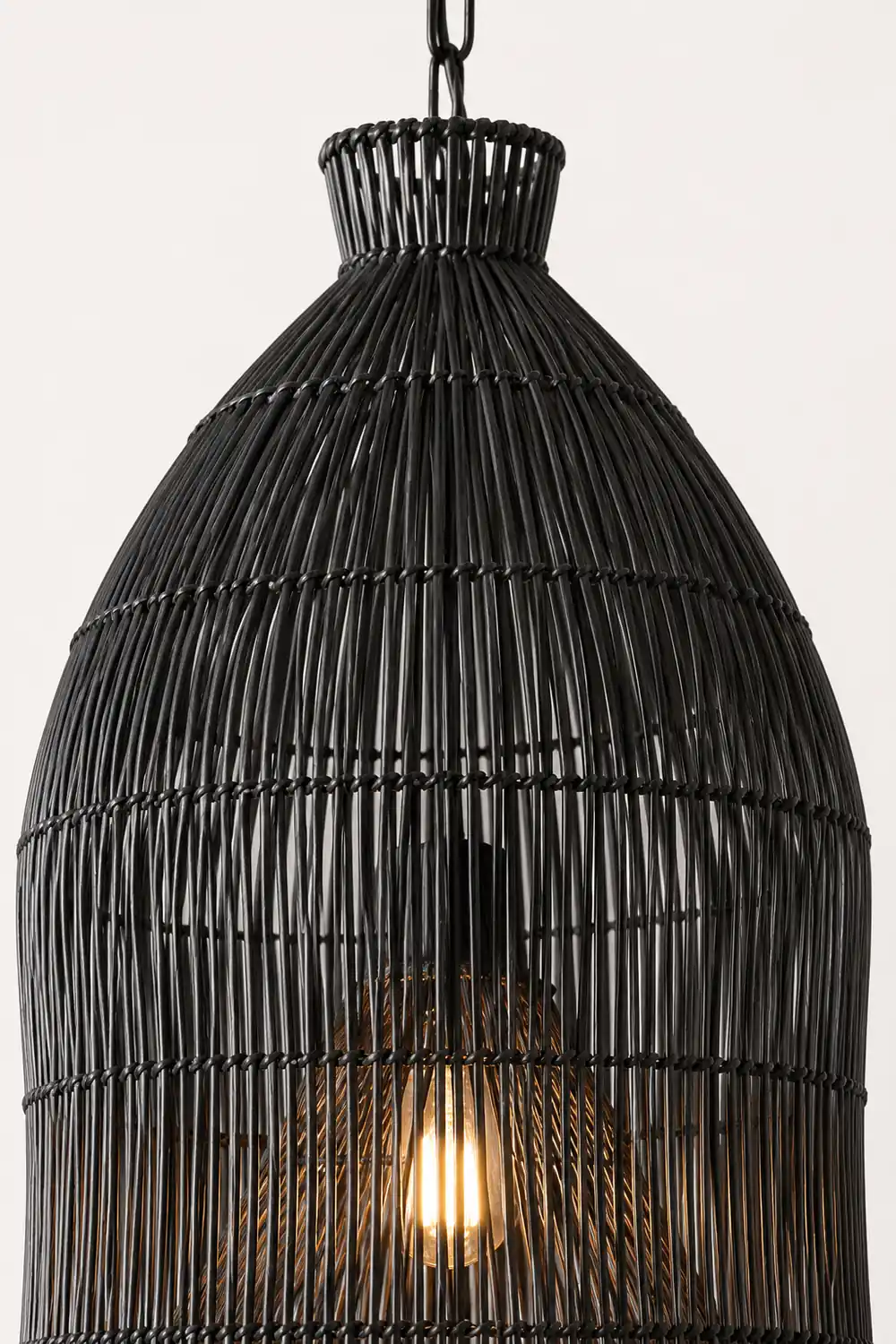 Muto Design Birdcage LED Pendant Light Black/White Metal/Rattan Bedroom/Living Room - Lumpaz