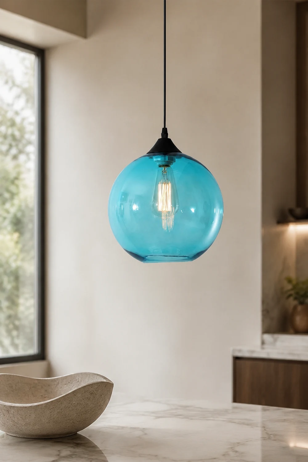 Hailie Modern Glass Globe Colorful Pendant Light - Lumpaz