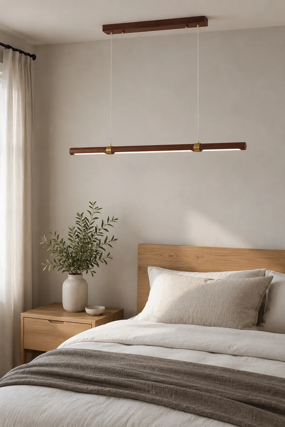 Ozawa Modern Minimalist Pendant Light, Metal Water Transfer Wood - Lumpaz