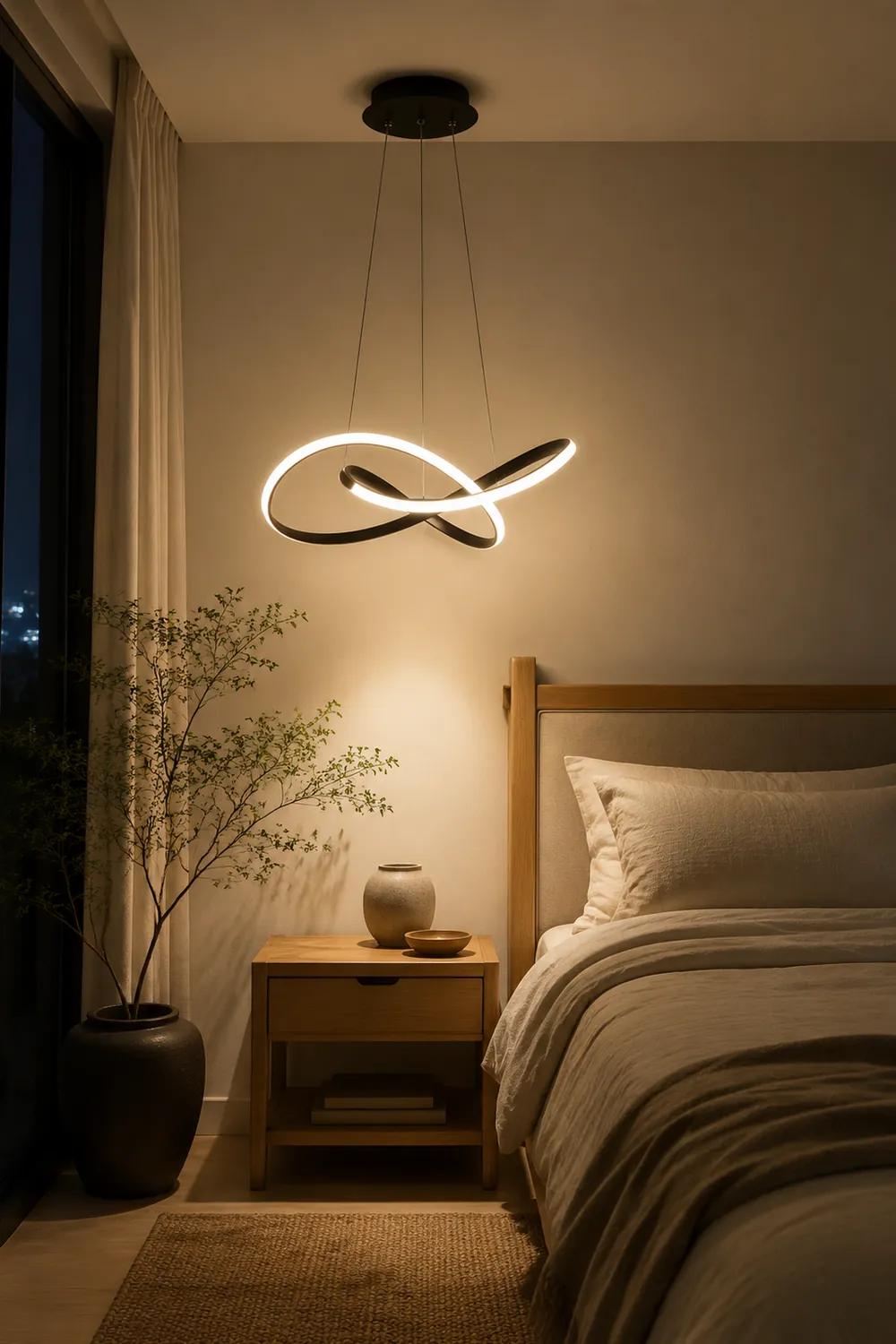Modern Led Pendant Light, Black/White, Living Room/Bedroom - Lumpaz