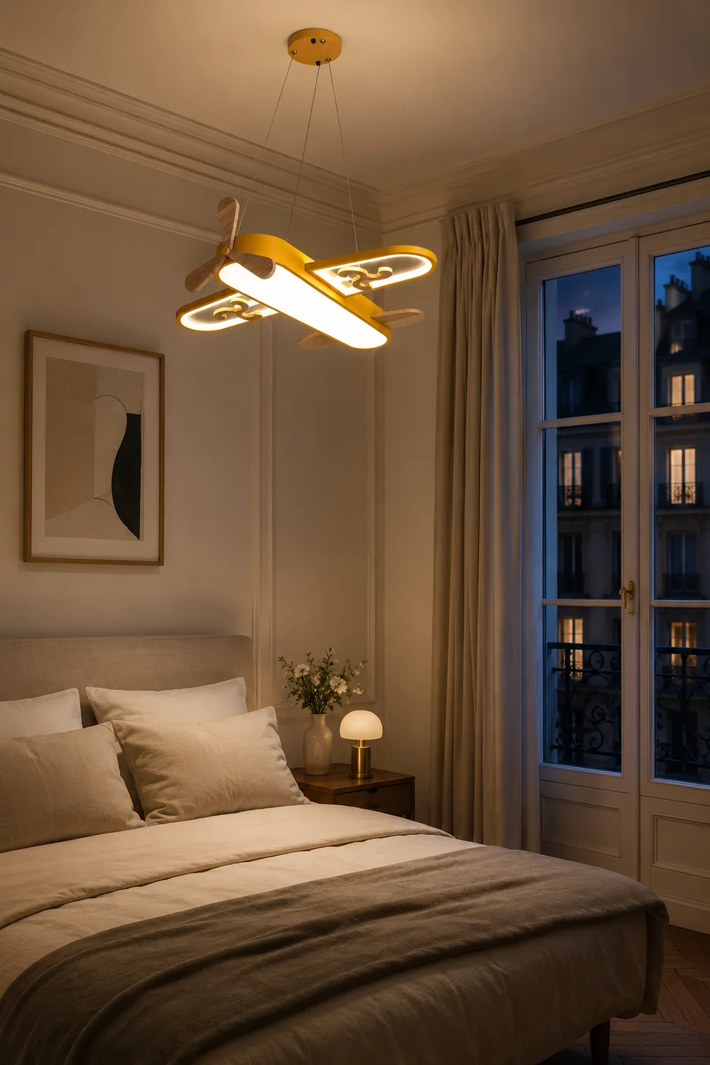 Minori Contemporary Plane Shaped Acrylic Pendant Light, Yellow/Blue - Lumpaz