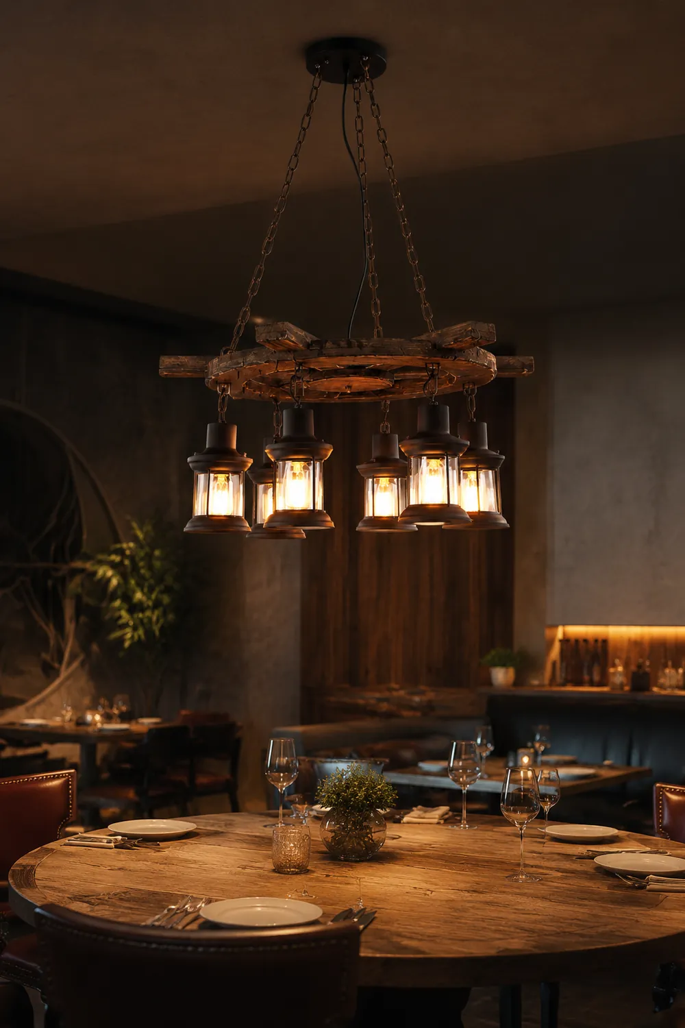 Austin Retro Rudder Metal & Wood Pendant Light, 6 Heads - Lumpaz