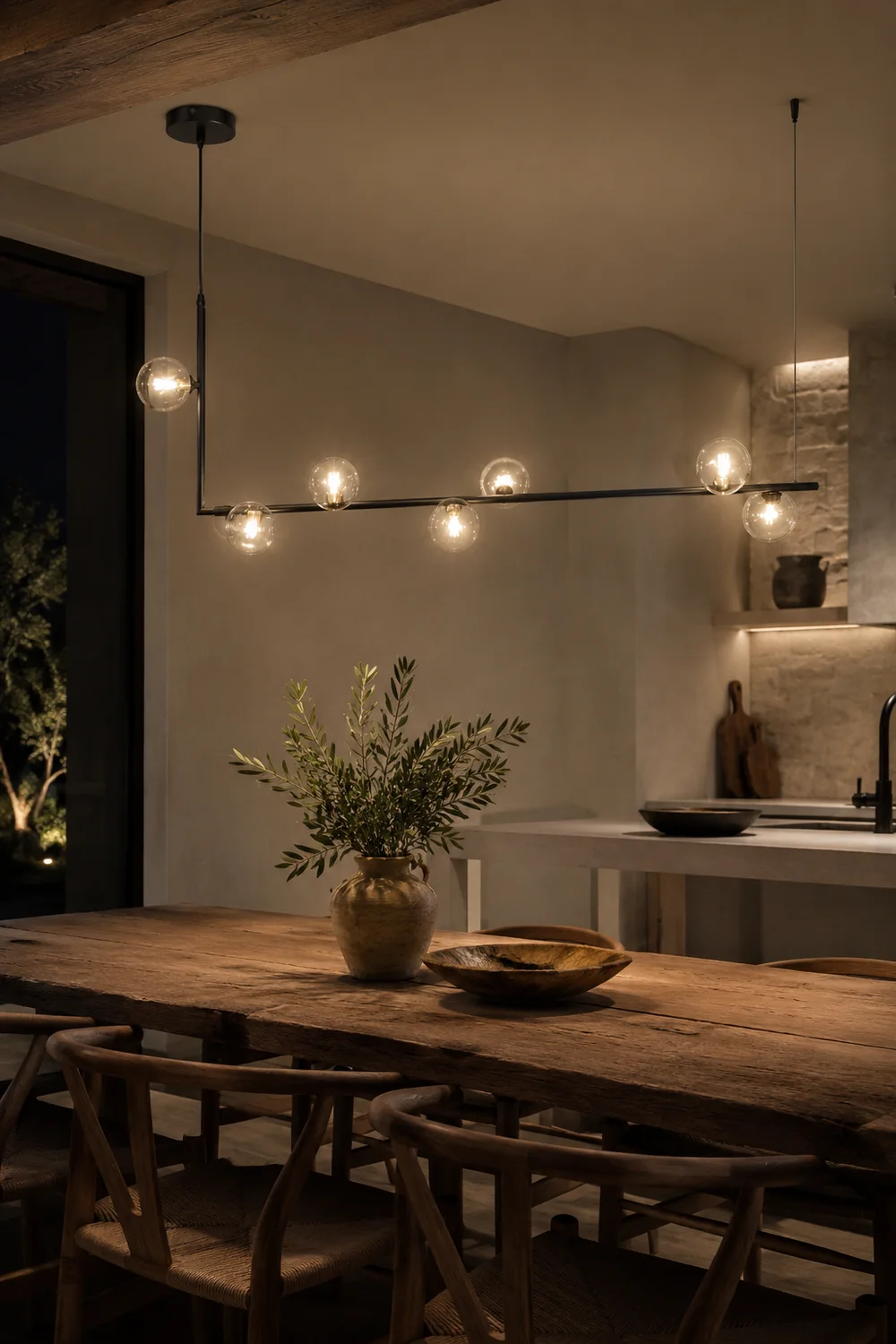 Valentina Minimalist Linear Pendant Light, Black & Gold, 6/8 Heads - Lumpaz