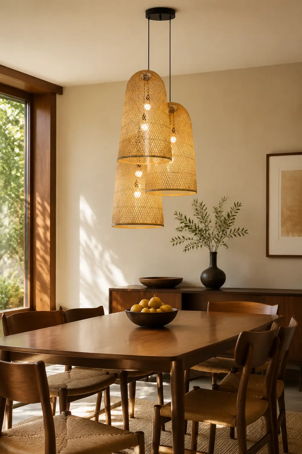 Ritta Natural Handmade Bamboo Led Pendant Light, Bedroom - Lumpaz