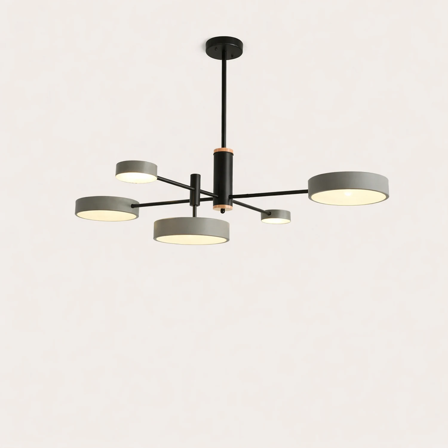 Sienna Pendant Light LED, Metal & Wood, Gray/White/Gold - Lumpaz