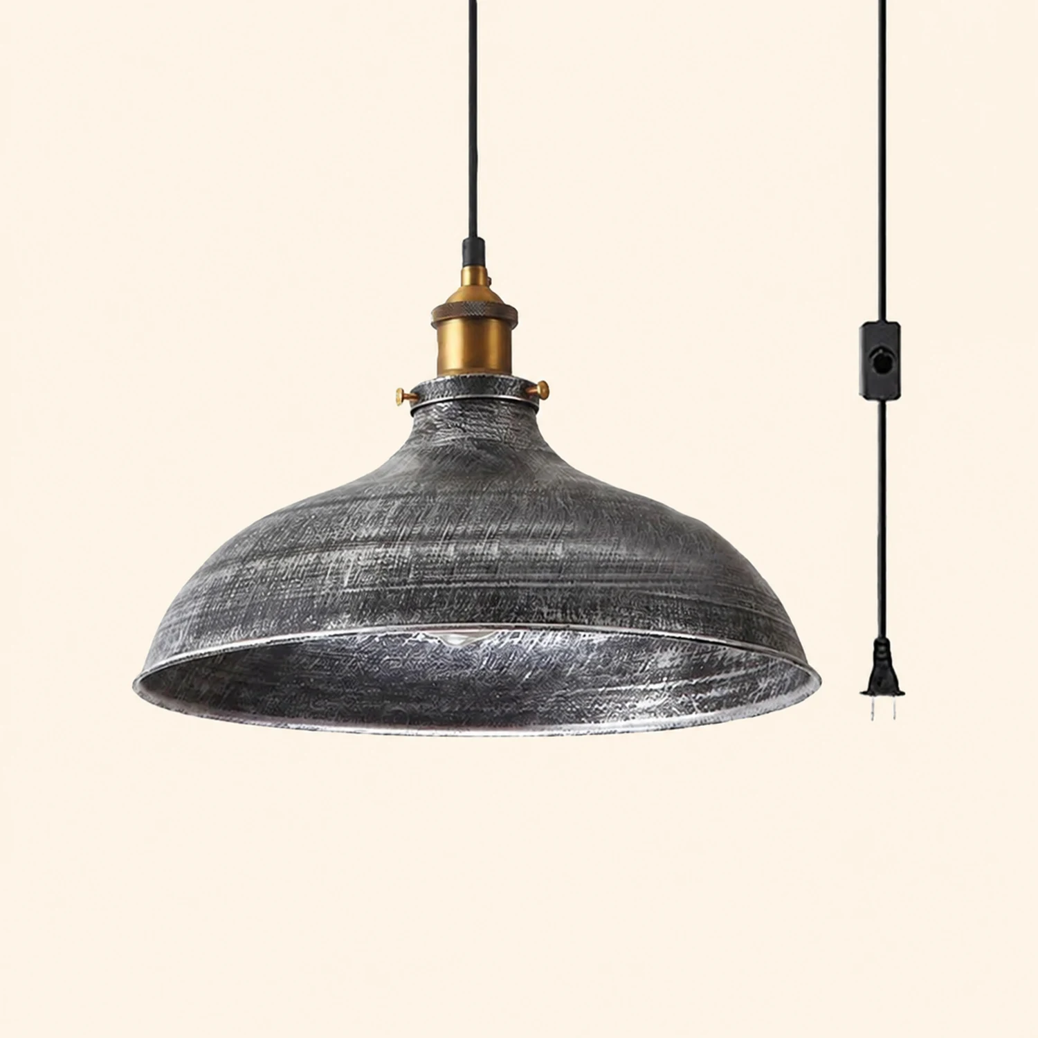 Alessio Distressed Bowl Metal Pendant Light, Dining Room, Hallway - Lumpaz