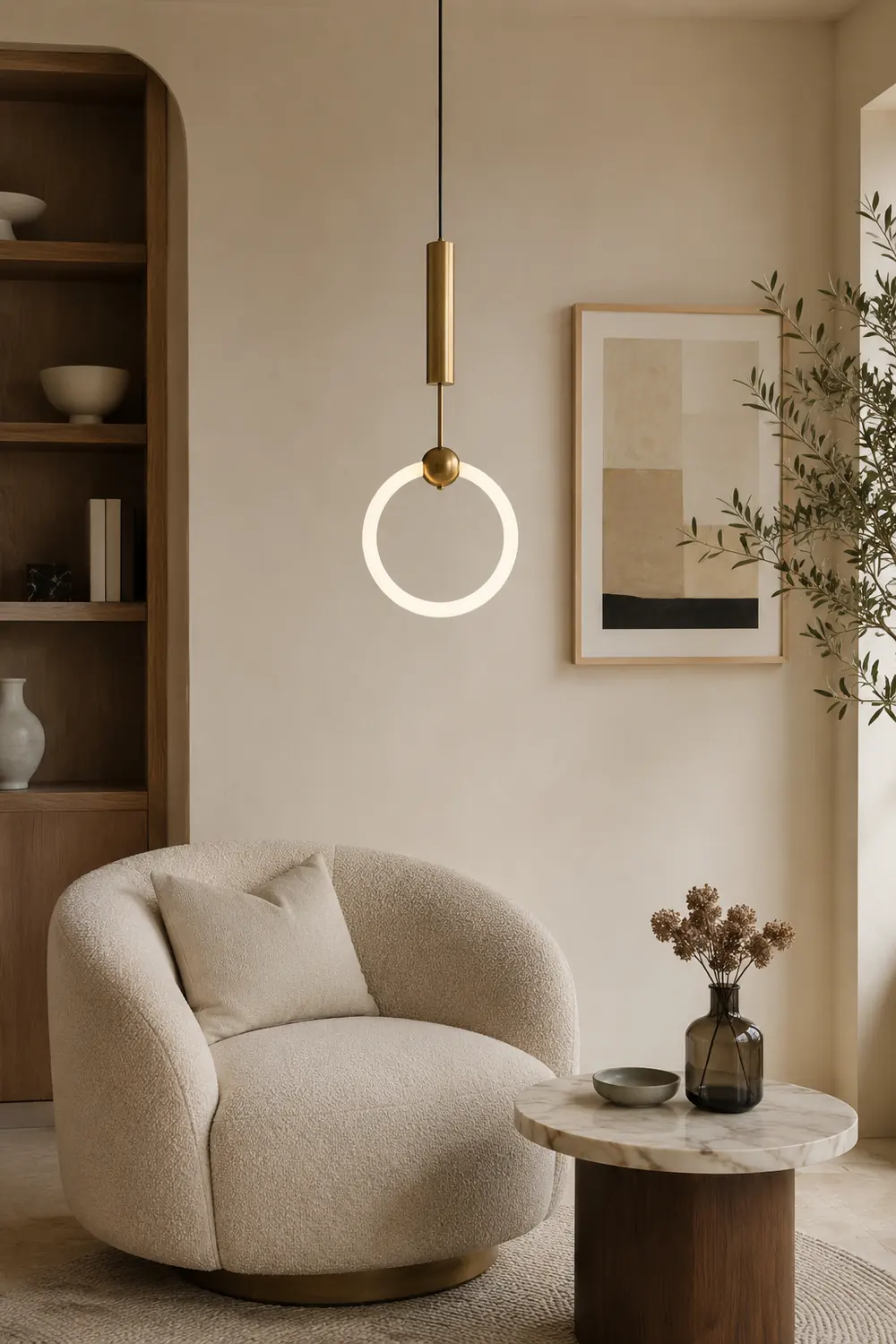Cooley Modern Nordic Globe/Ring Metal/Glass Pendant Light, Gold - Lumpaz