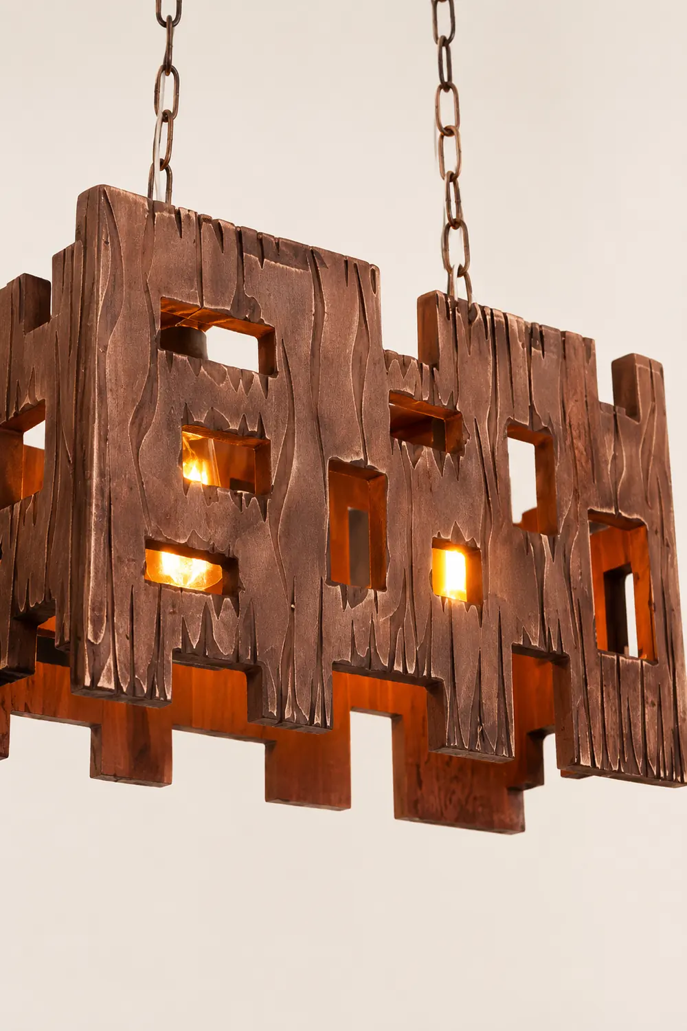 Austin Rectangular Metal & Wood Pendant Light, 19.6" - Lumpaz
