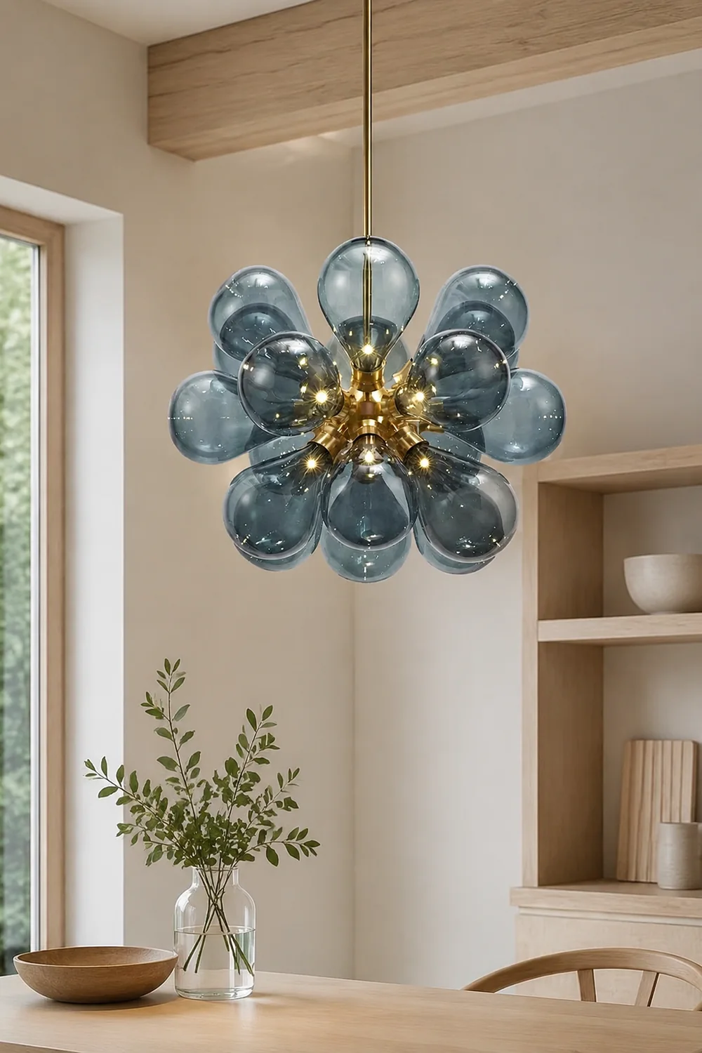 Valentina Glass Bubble Pendant Light for Kitchen Island, Blue/White/Purple - Lumpaz