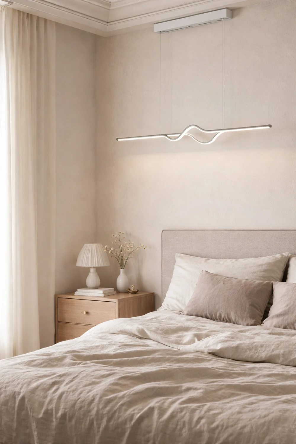 Modern Linear Metal Pendant Light, Black/White/Gray - Lumpaz
