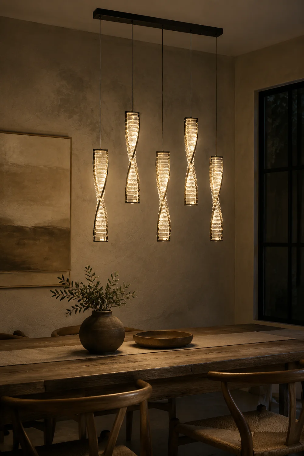 Marilyn Modern Spiral Strip Metal Pendant Light, Black/Gold - Lumpaz