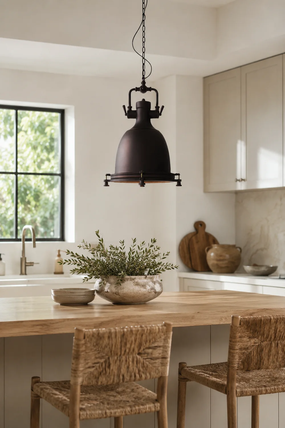 Alessio Rustic Retro Pot Black Metal Pendant Light, 2 Style - Lumpaz