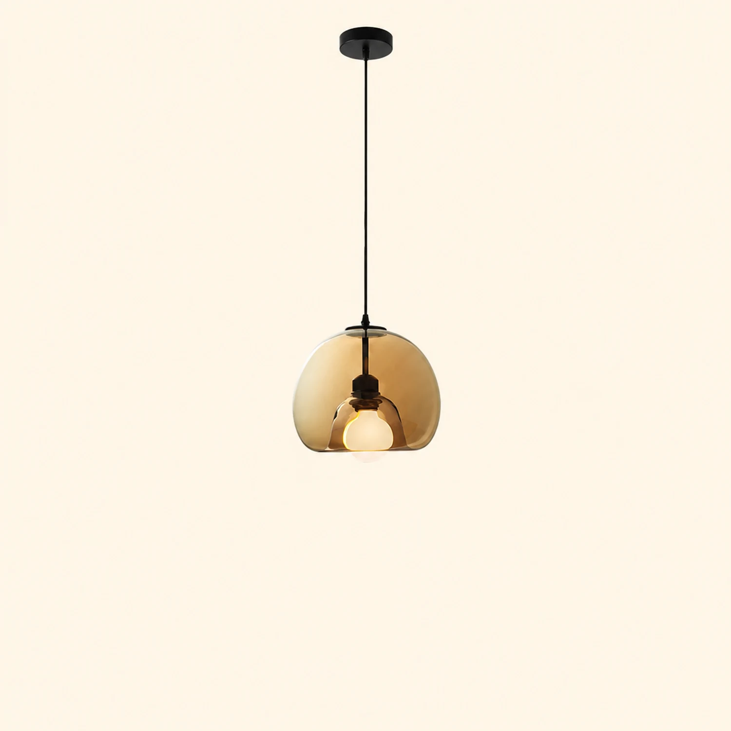 Hailie Modern Globe Glass Pendant Light, Amber/Smoky Gray - Lumpaz