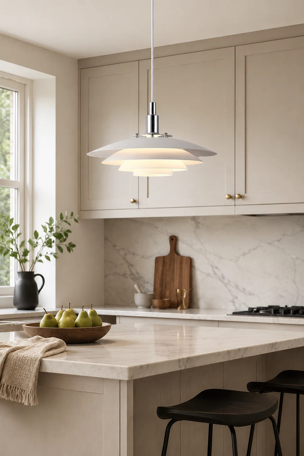 Morandi Modern Frisbee Shaped Metal Pendant Light, Black/White - Lumpaz