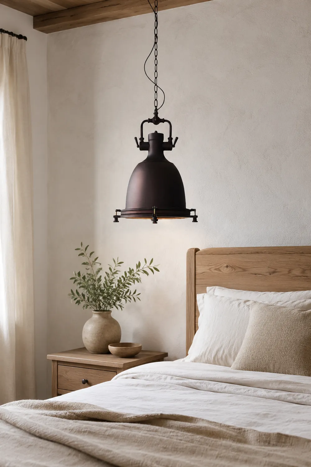 Alessio Rustic Retro Pot Black Metal Pendant Light, 2 Style - Lumpaz