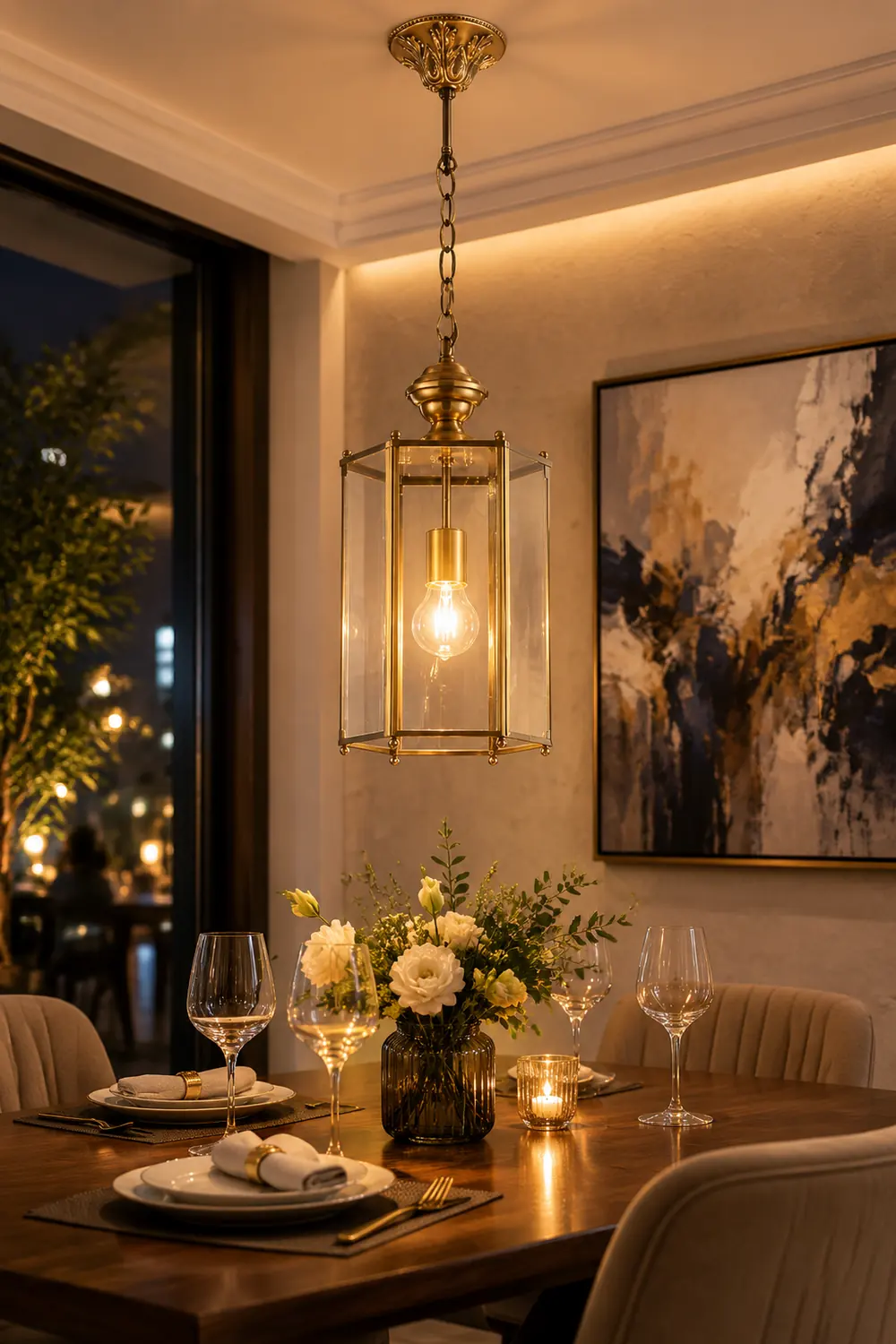 Sanna Brass Clear Glass Pendant Light, 7.8" - Lumpaz