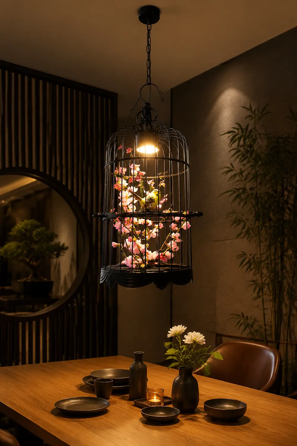 Cooley Art Deco Birdcage Metal Pendant Light, Black - Lumpaz