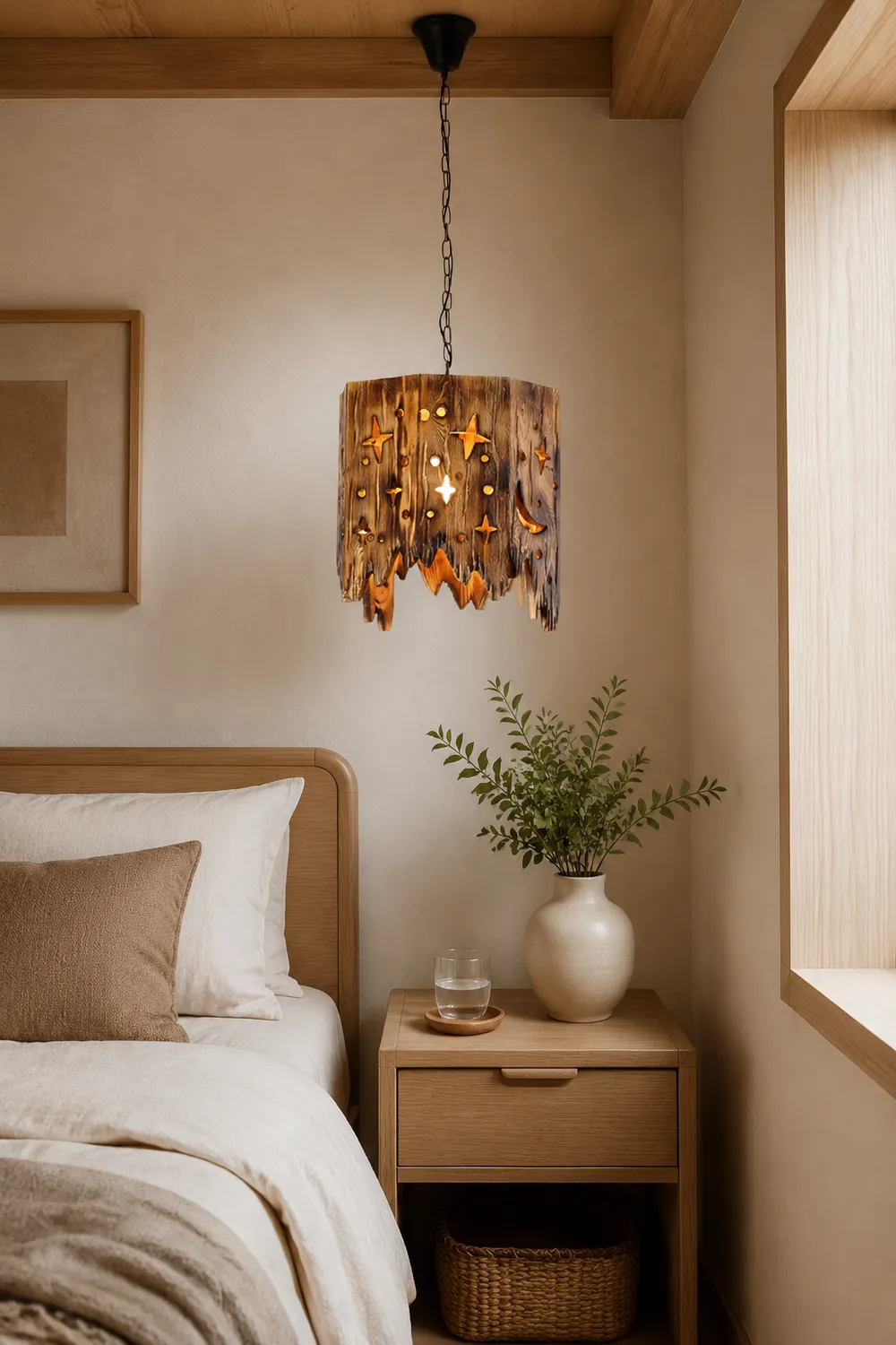Austin Retro Starry Metal & Wood Pendant Light - Lumpaz