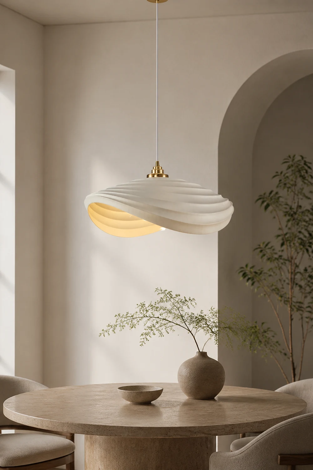 Renée Wabi-Sabi Minimalisme Ripple Pendant Light, Resin&Metal - Lumpaz