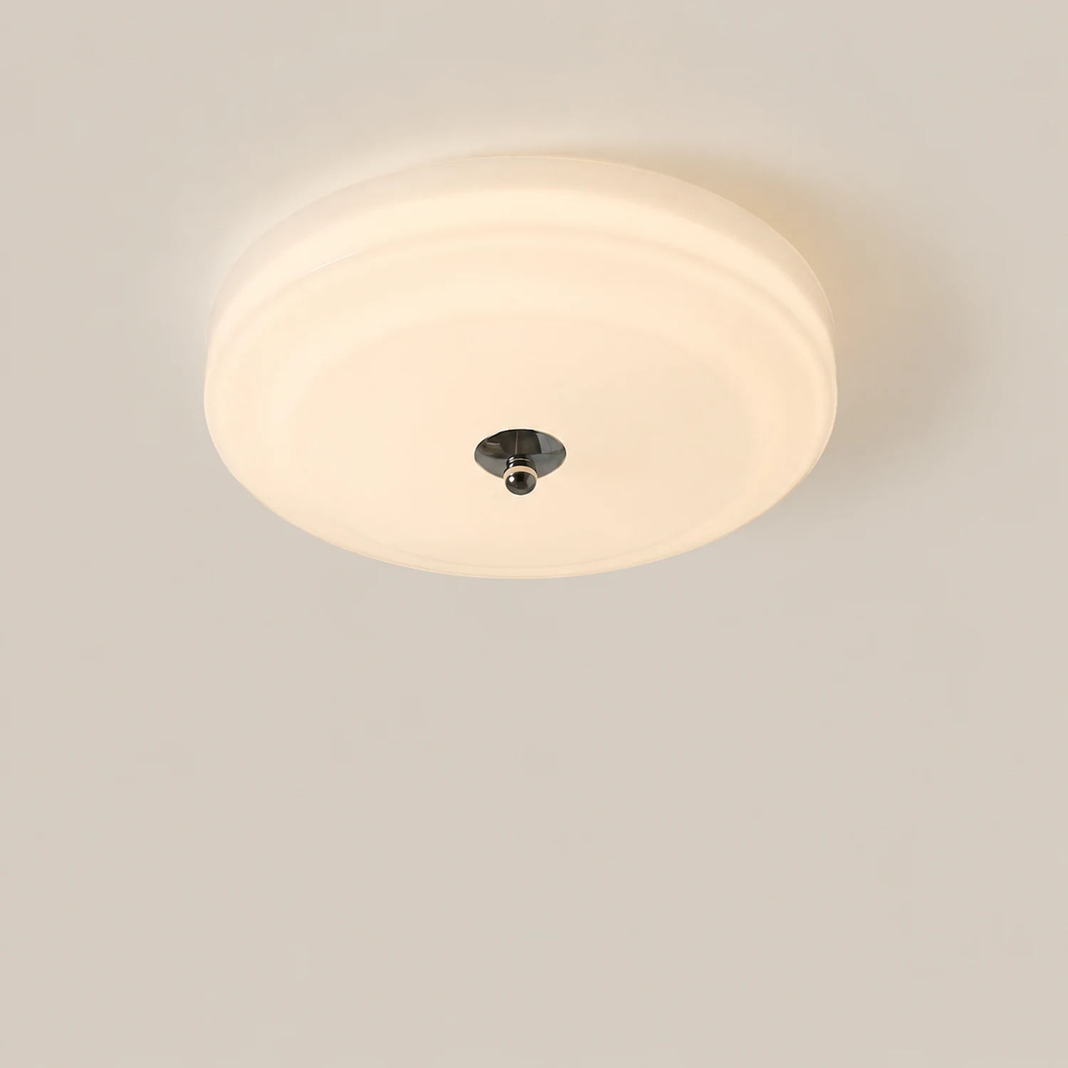 Hailie Design Circle LED Ceiling Light Metal/Glass White Bedroom/Living Room - Lumpaz