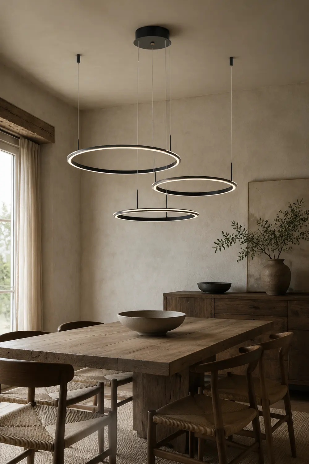Arisha Minimalist Ring Metal Pendant Light, Black - Lumpaz