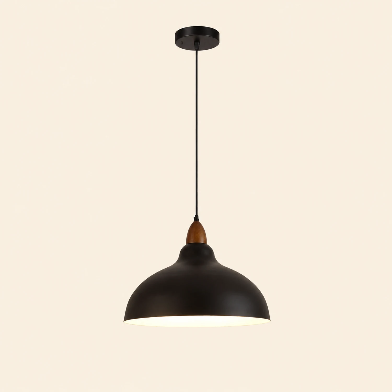 Morandi Modern Bowl-shaped Metal Pendant Light, Black/White - Lumpaz