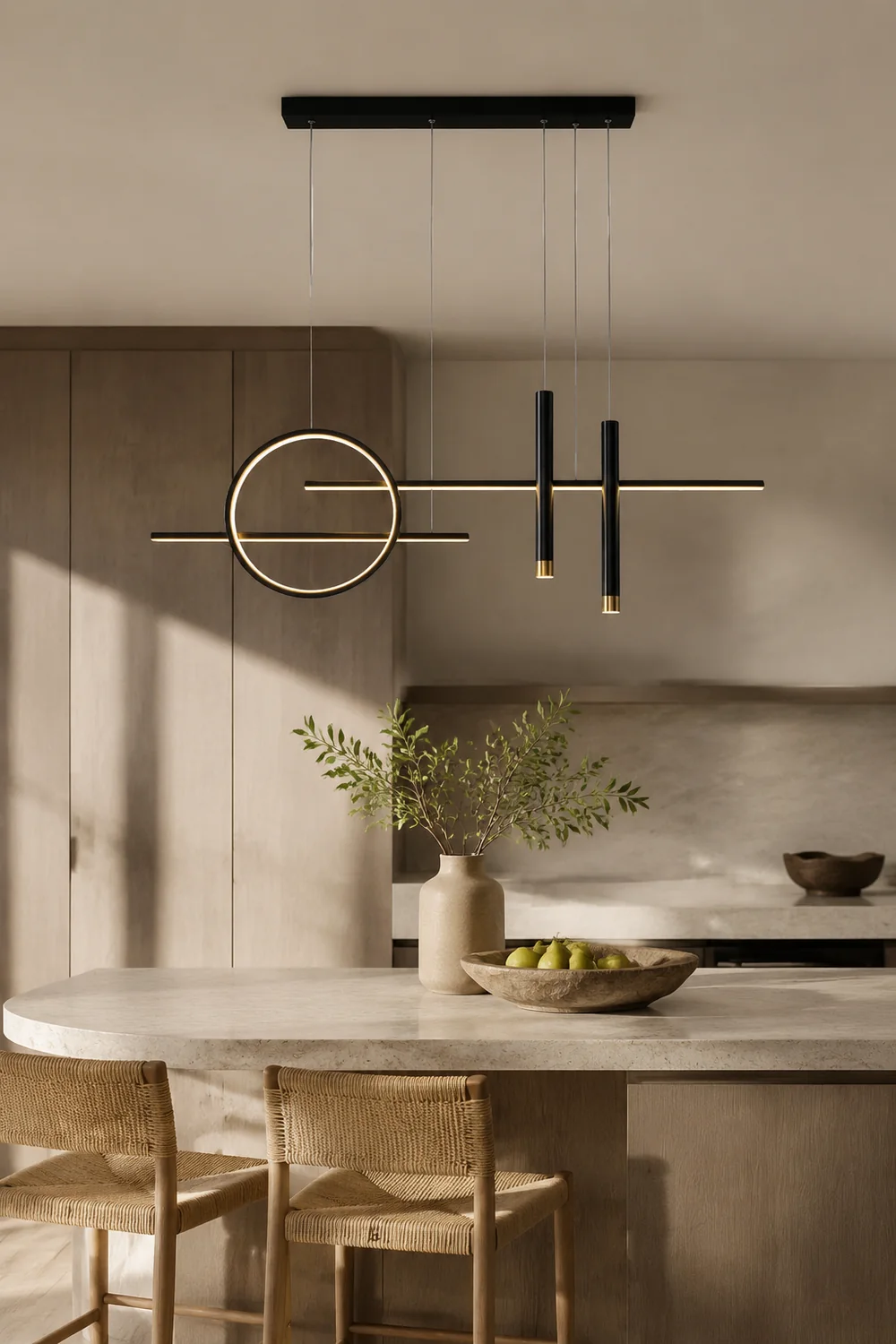 Madina Modern Led Pendant Light, Irregular Ring, Black/Glod - Lumpaz