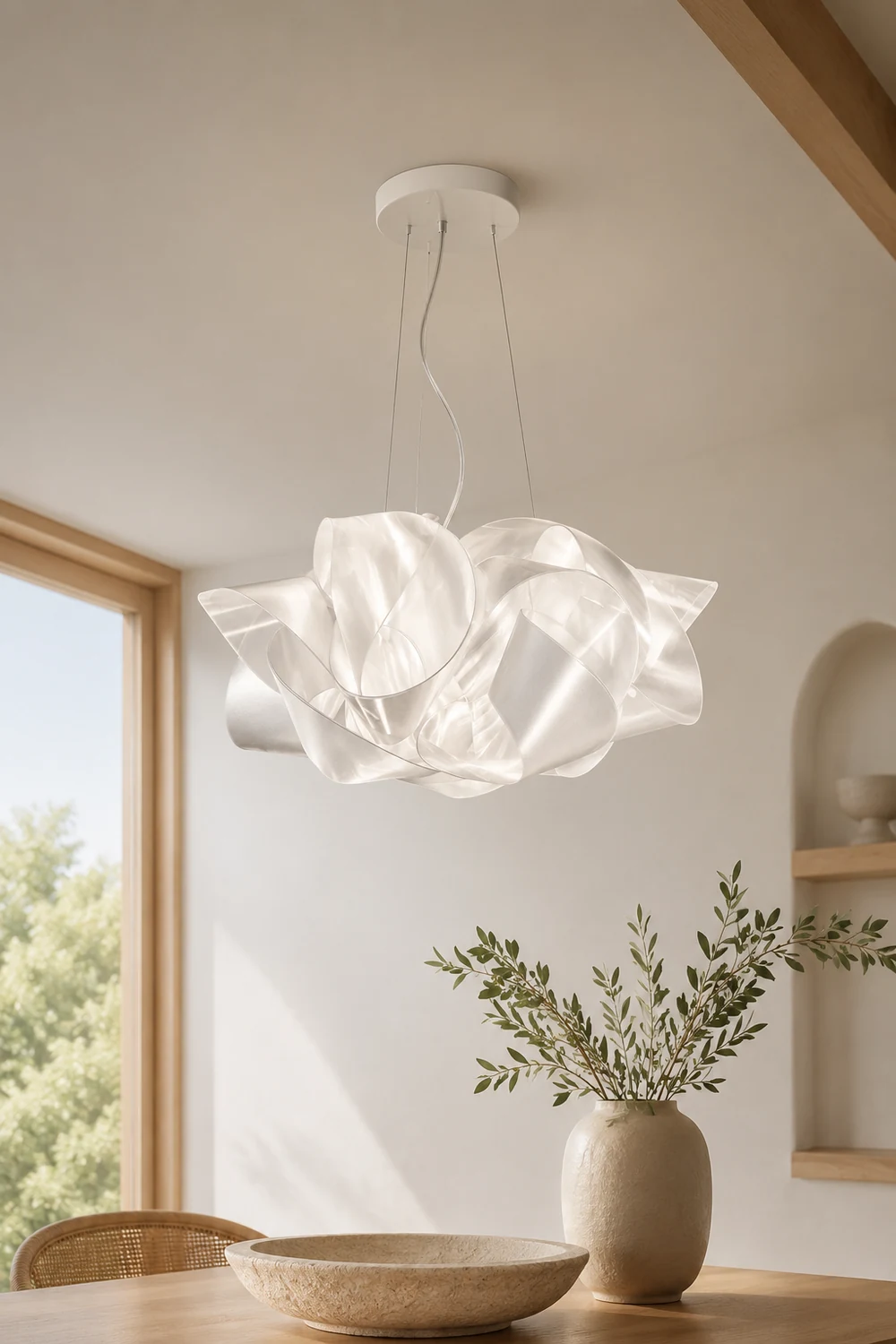Bella Art Deco Flower Pendant Light, Acrylic, Living Room/Art Gallery - Lumpaz