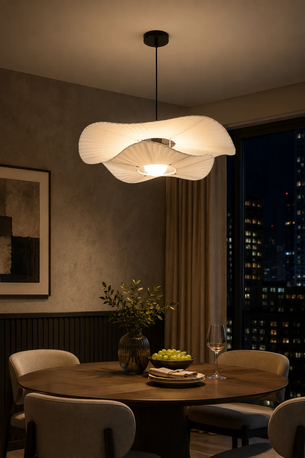 Renée Modern Nordic Cloth/Metal Shell Pendant Light, White - Lumpaz