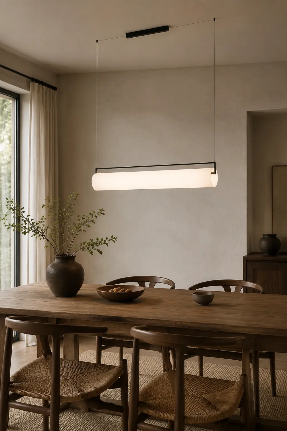 Edge Desinger Cylindrical Shape Linear Pendant Light, 36.6"/48" - Lumpaz