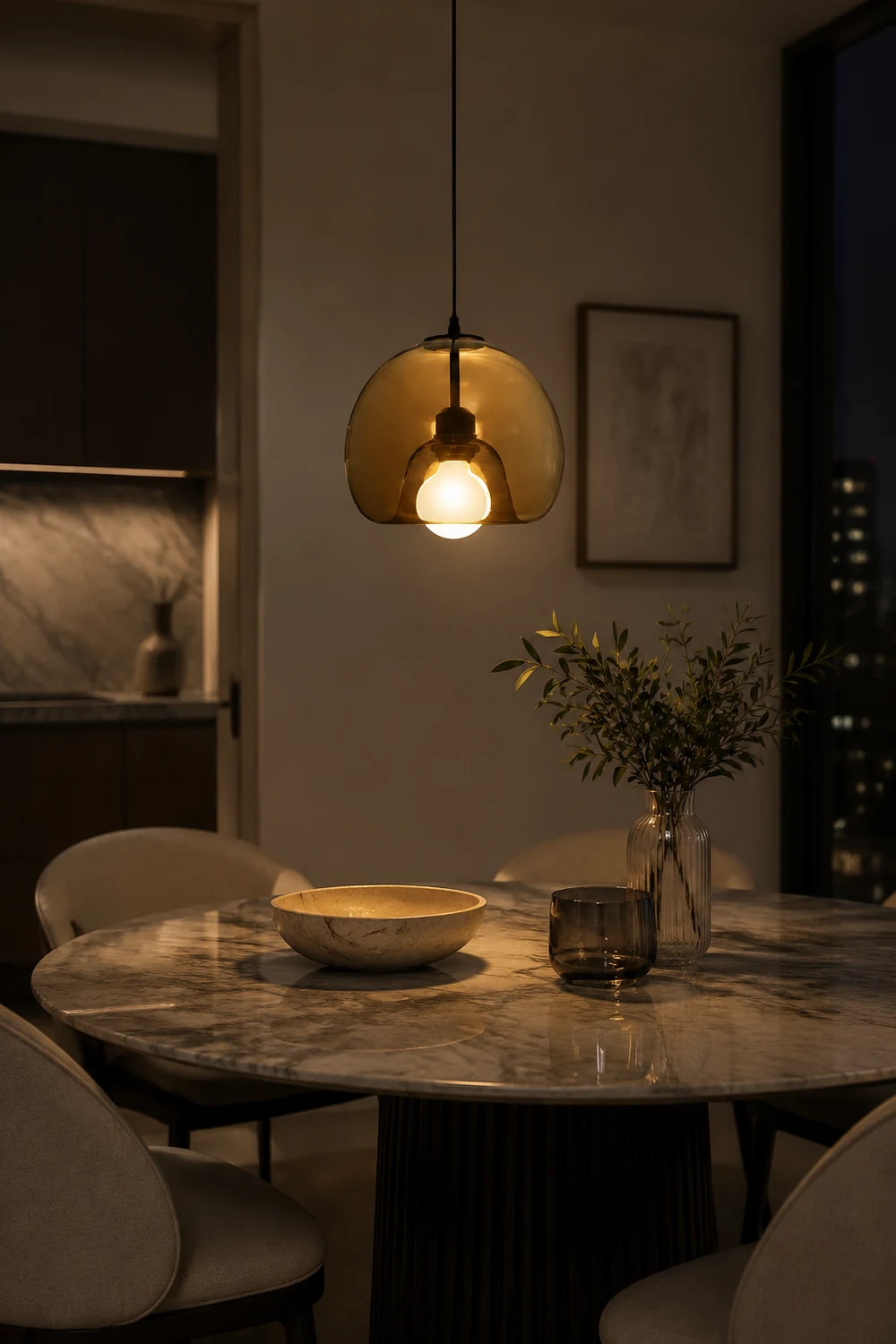 Hailie Modern Globe Glass Pendant Light, Amber/Smoky Gray - Lumpaz