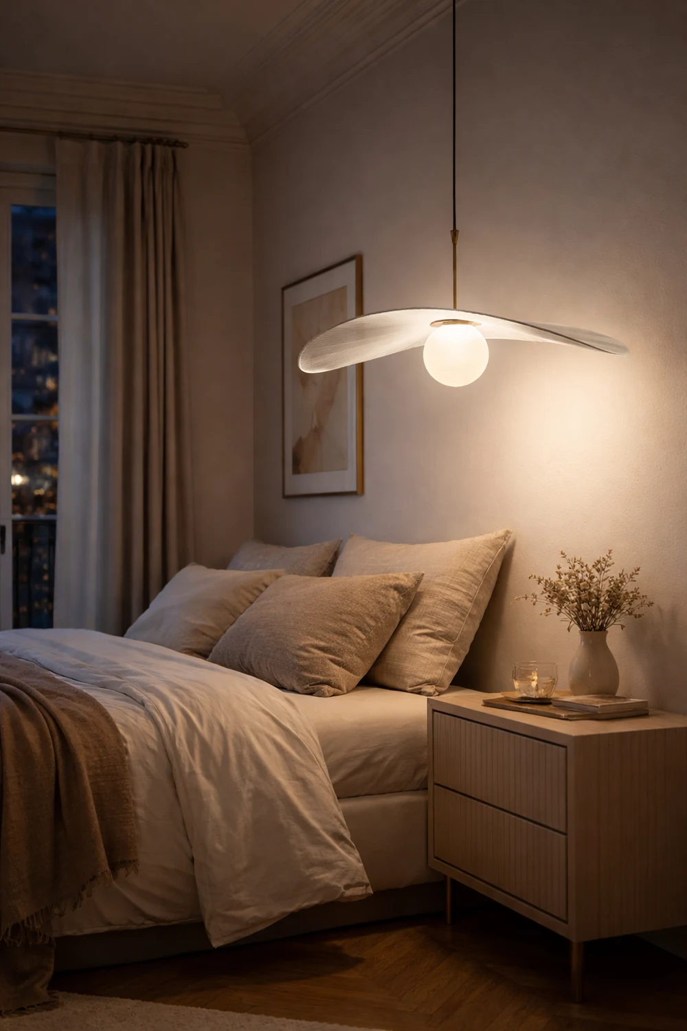 Modern LED Metal/Fabric Pendant Light Blue/White Living Room - Lumpaz