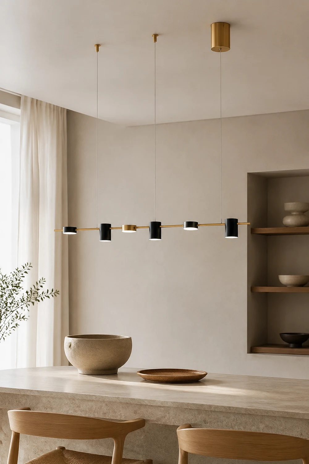 Weiss Minimalist Multi Metal Pendant Light, Black/Gold - Lumpaz