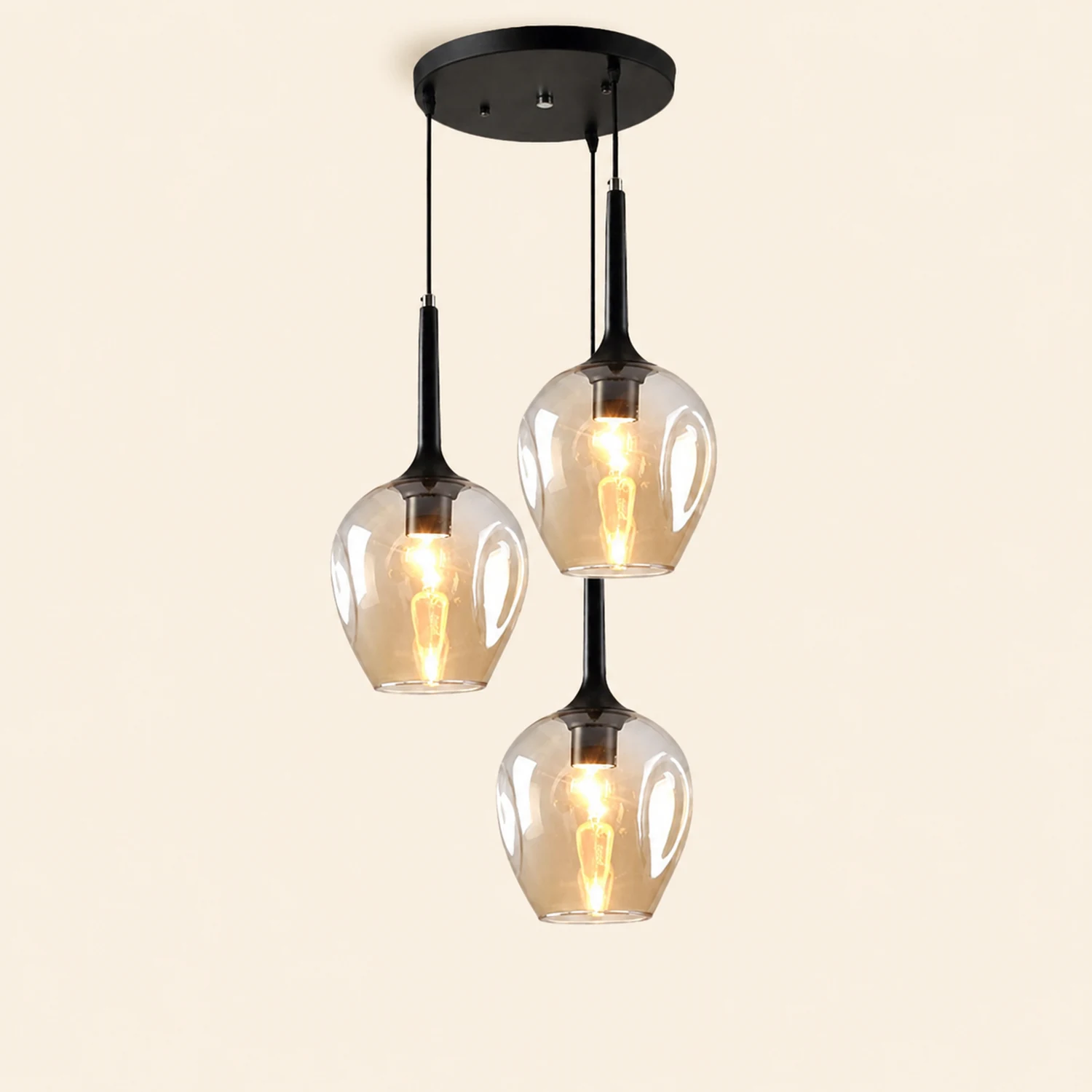 Valentina Nordic Minimalist Cluster Glass Pendant Light, Blue/Clear - Lumpaz