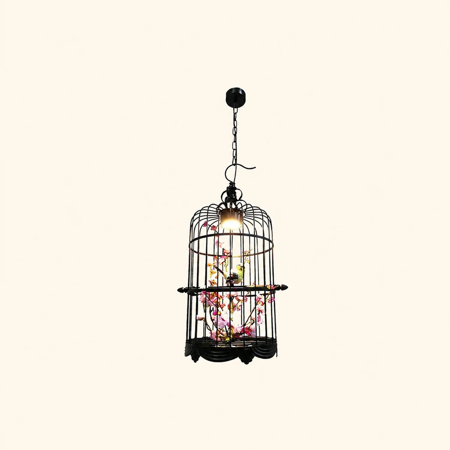Cooley Art Deco Birdcage Metal Pendant Light, Black - Lumpaz
