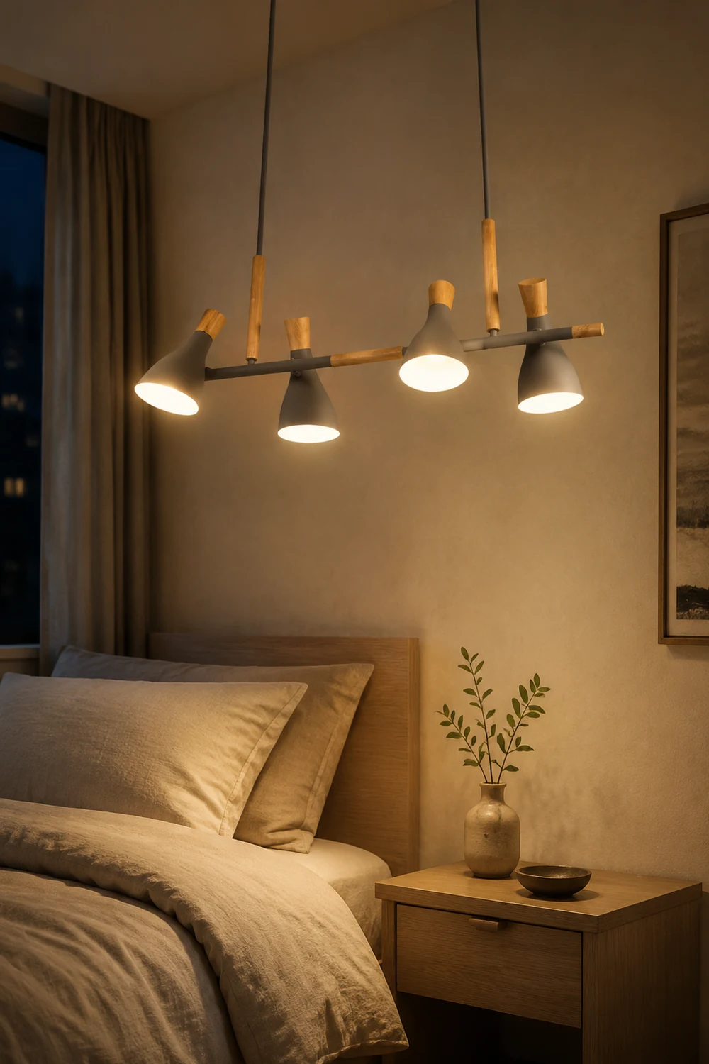Morandi Nordic Multi Rope Wood Pendant Light, White/Green/Gray - Lumpaz