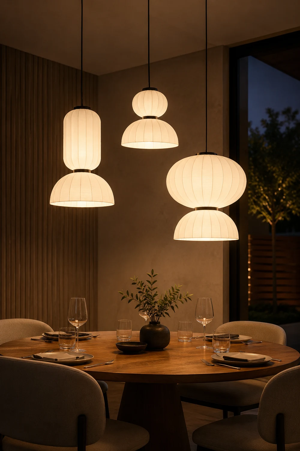 Renée Modern Artificial Silk Pendant Light, White, 3 Style - Lumpaz