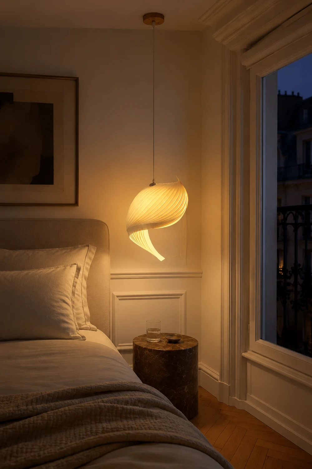 Renée Modern Conch Shell  Metal/Wood Pendant Light, Wooden - Lumpaz
