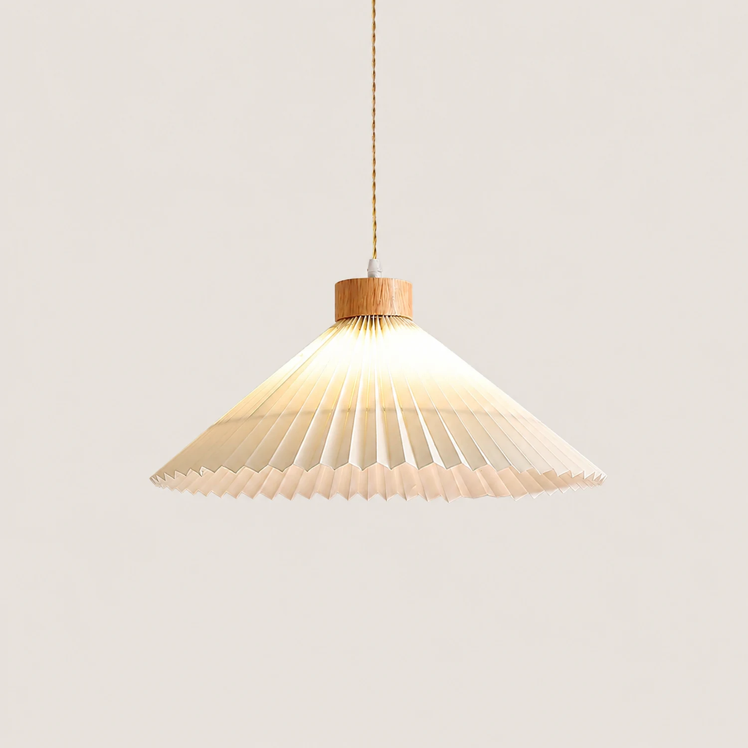 Pleated Wooden Pendant Light - Lumpaz