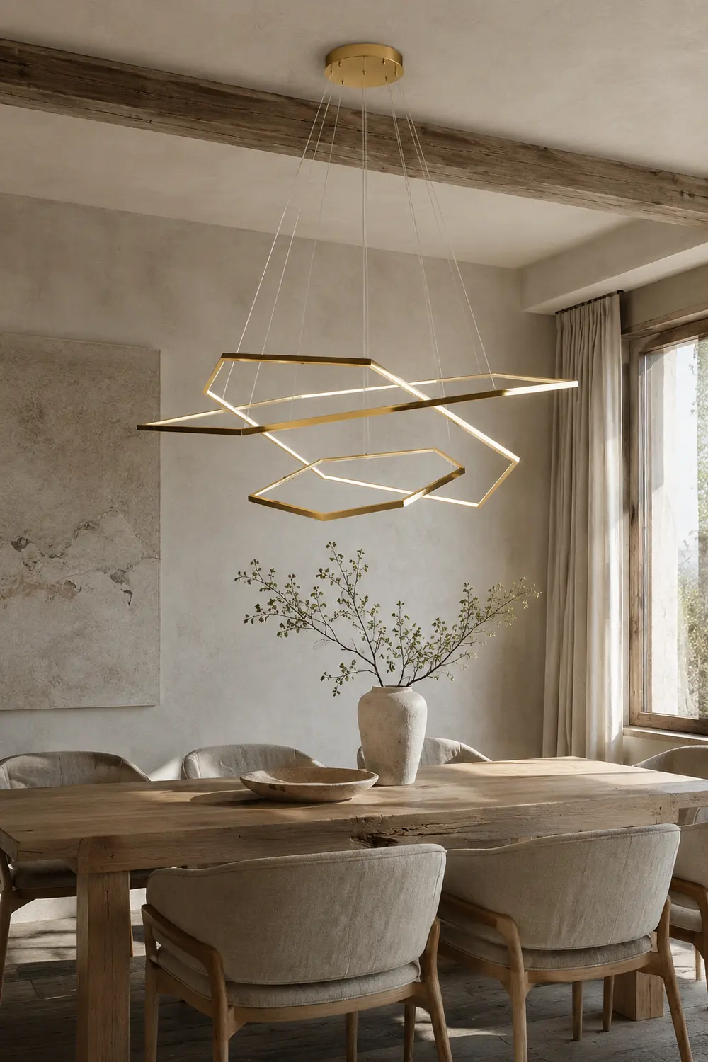 Edge Minimalist Geomatic Metal Pendant Light, Gold, DIY - Lumpaz