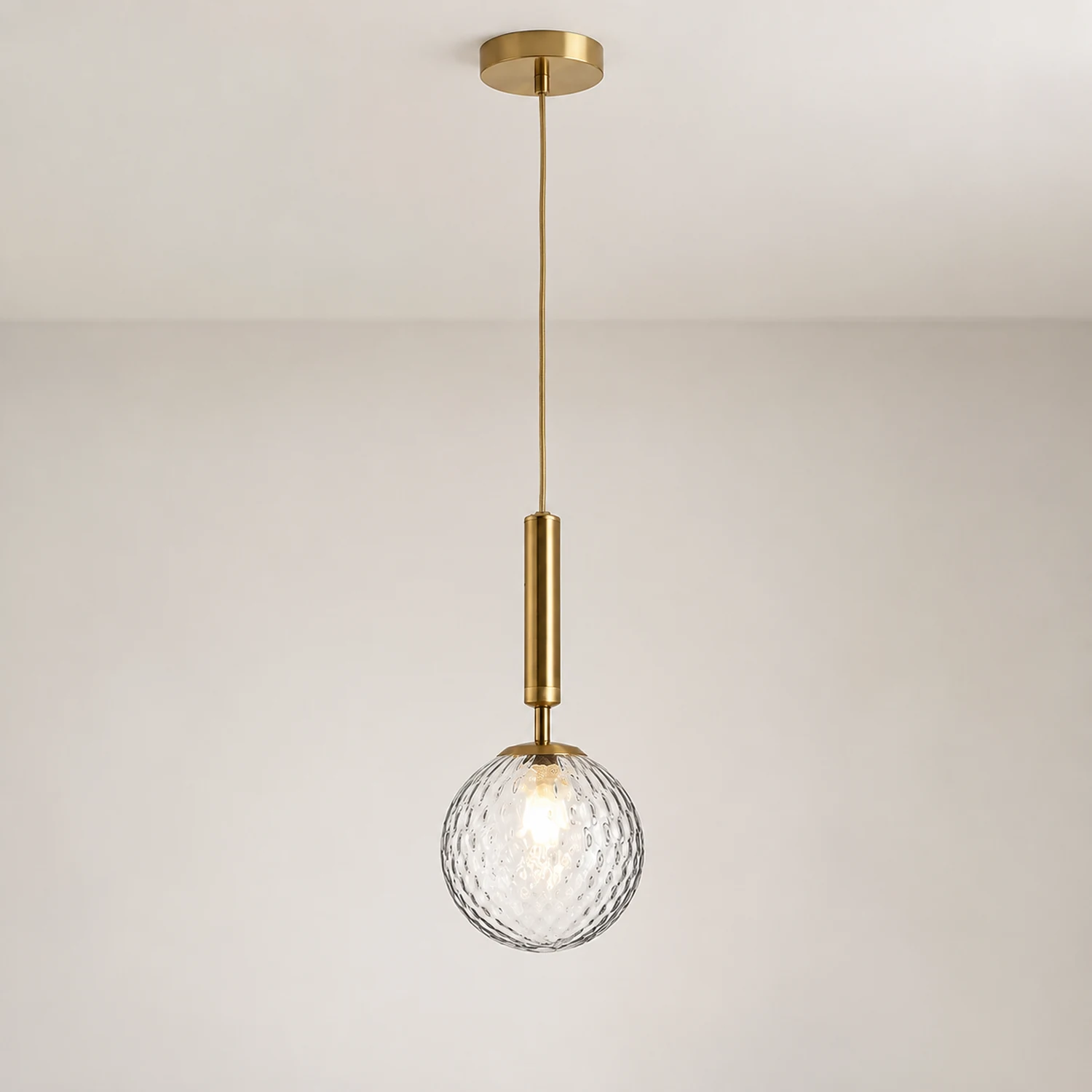 Valentina Modern Glass Ball Pendant Light, White/Clear - Lumpaz