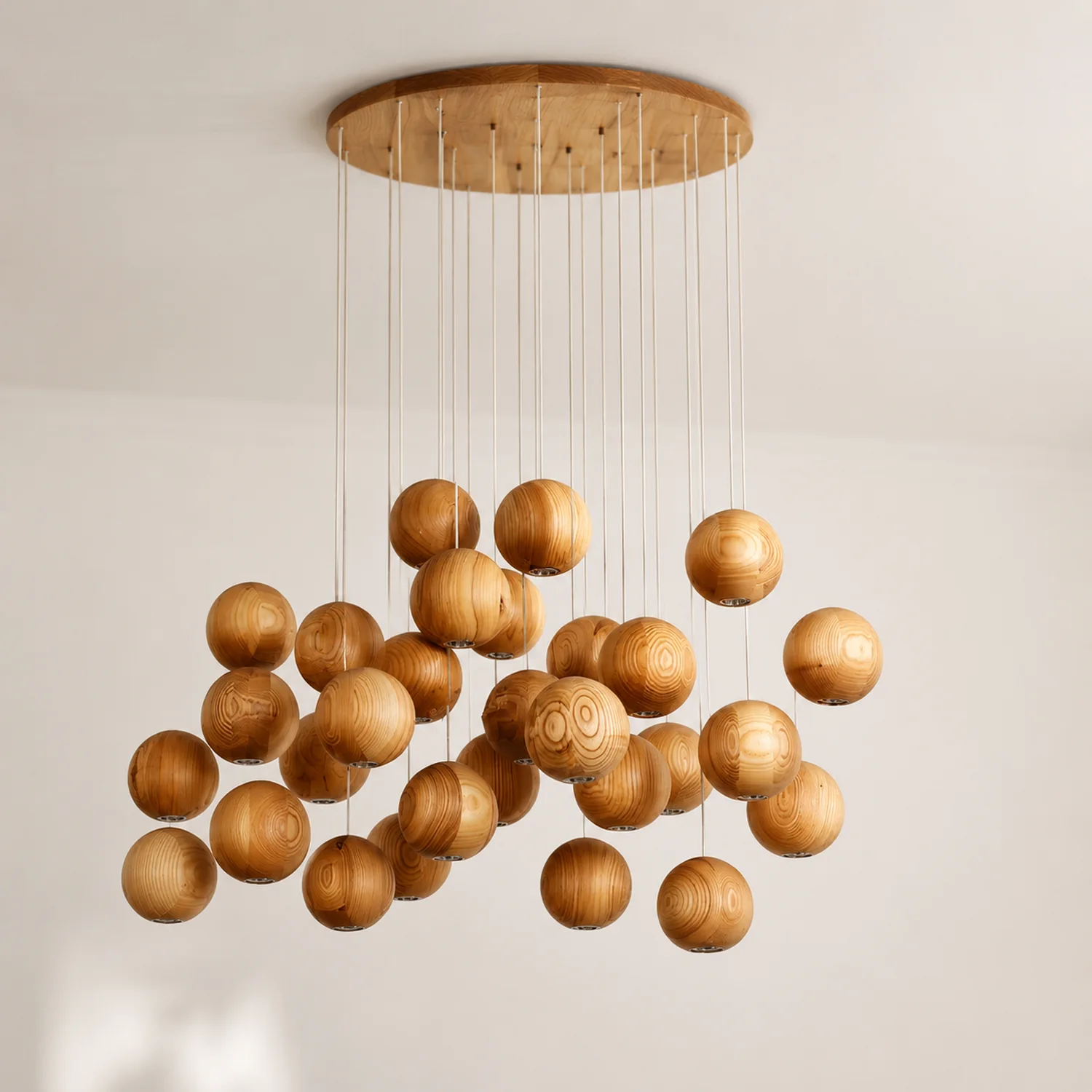 Wooden Orb Sphere Cluster Pendant Light - Lumpaz